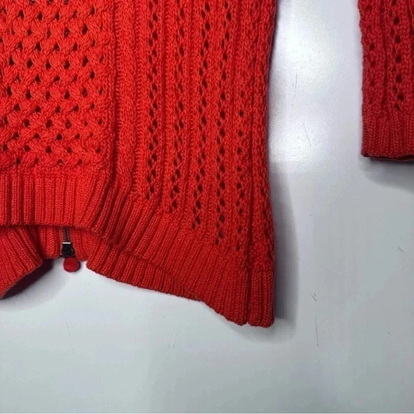 MOTH Anthropologie Orange Full Back Zip Knit Sweater Size Small - Picture 7 of 8